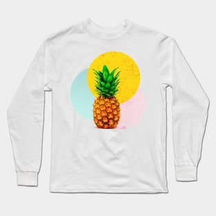Pineapple Geometric Abstract Collage Art Long Sleeve T-Shirt